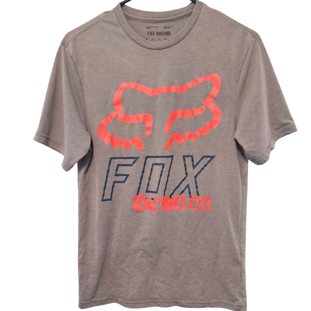 Fox Racing Mens Graphic Tee Gray Short Sleeve Motocross Shirt Small Casual Flaws